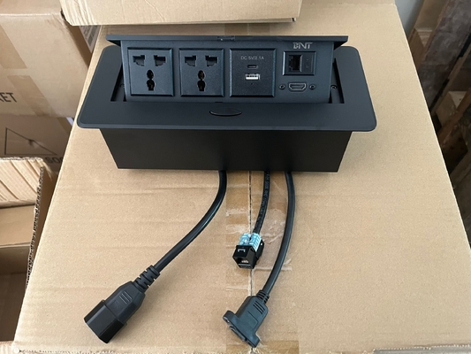 Nuova popolare lega di zinco pop up presa di corrente usb 2 usb ac hdmi rj45 per ufficio hotel riunioni