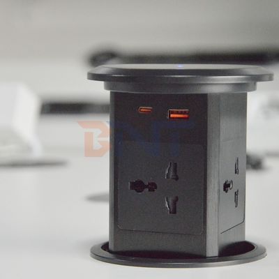 Nuovo sollevamento pneumatico con presa a sfogo USA Regno Unito Universale Quattro Superiore Montaggio Desktop Socket Top con 15W di ricarica wireless Socket a sfondo a sfondo