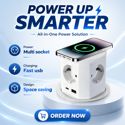 BNT Tavolo ufficio Uso commerciale IP44 4 prese di corrente AC 16A ABS presa di corrente pneumatica USB porte A + C PD20W carica
