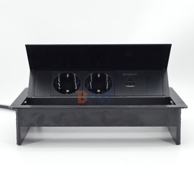 Scaletta Flip Cover incorporata con 2 prese di corrente Scaletta di conferenza Tavolo di cavo Grommet Scaletta di corrente conveniente