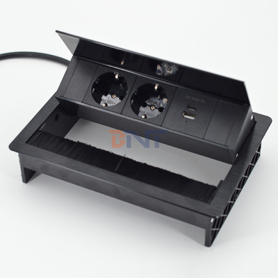 Scaletta Flip Cover incorporata con 2 prese di corrente Scaletta di conferenza Tavolo di cavo Grommet Scaletta di corrente conveniente