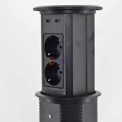 Sottili di alimentazione elettrici pop-up Disegno a doppio lato 4 prese di corrente alternata con doppio caricabatterie wireless USB A + C per Office De