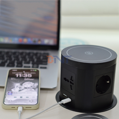Cucina Nascosta prese di corrente a sbalzo pneumatiche con porta USB e caricabatterie wireless da 15W per scrivania
