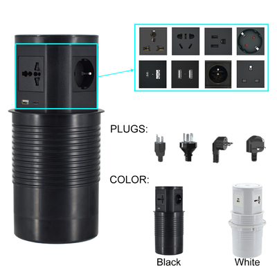 Cucina Nascosta prese di corrente a sbalzo pneumatiche con porta USB e caricabatterie wireless da 15W per scrivania