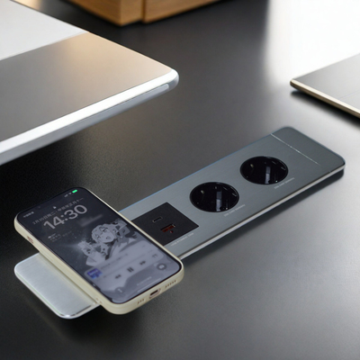 Socket per ufficio multifunzionale sotto il tavolo Socket UE con porte USB A + C e caricabatterie wireless