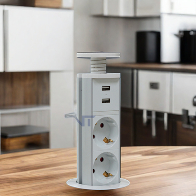 IP44 6cm Colore bianco cucina presa di corrente a torre verticale con carica USB