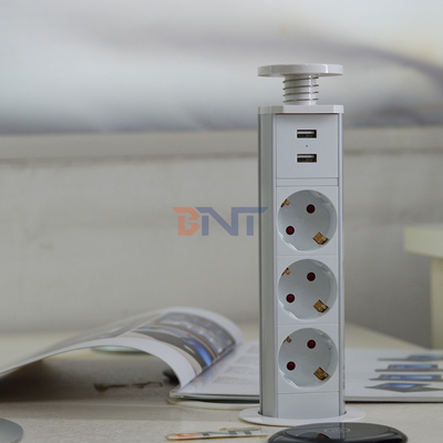 IP44 6cm Colore bianco cucina presa di corrente a torre verticale con carica USB