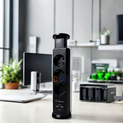 Circolo rotondo cucina nascosta presa di corrente pop-up con spine USB e prese per la tavola superiore del bancone