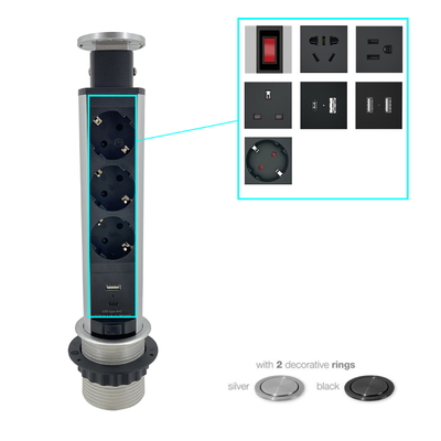 Circolo rotondo cucina nascosta presa di corrente pop-up con spine USB e prese per la tavola superiore del bancone