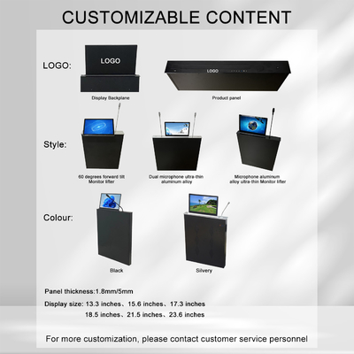 Sistema di conferenza 15,6 pollici Motorizzato Pop up LCD Monitor Lift Dimensione personalizzata 17 ~ 24 Inch Computer Screen
