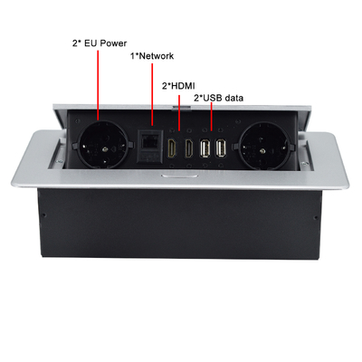 Incorporato Fabbrica presa pop-up con presa di corrente UE Incorporato tavolino IP44 2 prese di corrente alternata RJ45 rete e presa HDMI