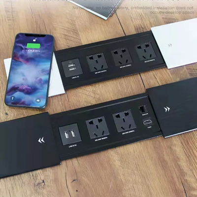 Nuovo stile Desktop Slip Cover Power Sliding Socket 10A Corrente nominale con caricabatterie wireless per casa e ufficio