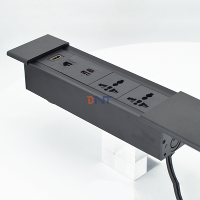 presa di corrente a copertura scorrevole multifunzionale per scrivanie con modulo di ricarica USB