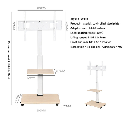 Motorizzato Flip up Style Mobile TV Stand con meccanismo di sollevamento Fornitura per schermo TV 46-75" sollevamento e giramento elettrico