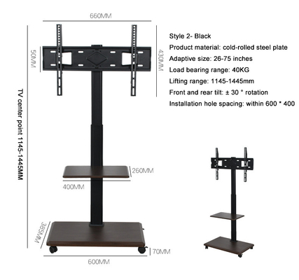 Motorizzato Flip up Style Mobile TV Stand con meccanismo di sollevamento Fornitura per schermo TV 46-75" sollevamento e giramento elettrico