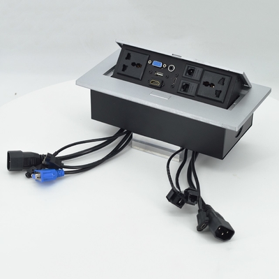 OEM/ODM Universal 16A/10A Outlet AC & Cat6 Data Port PopUp Design Socket da tavolo IP44 Livello con 2 prese