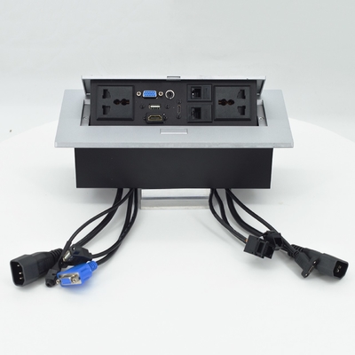 OEM/ODM Universal 16A/10A Outlet AC & Cat6 Data Port PopUp Design Socket da tavolo IP44 Livello con 2 prese