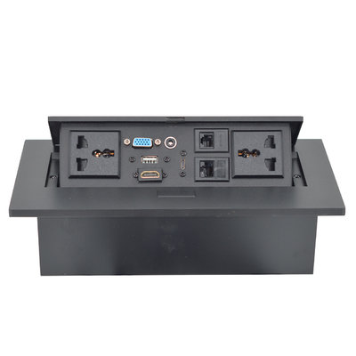 OEM/ODM Universal 16A/10A Outlet AC & Cat6 Data Port PopUp Design Socket da tavolo IP44 Livello con 2 prese