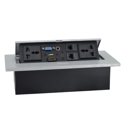 OEM/ODM Universal 16A/10A Outlet AC & Cat6 Data Port PopUp Design Socket da tavolo IP44 Livello con 2 prese