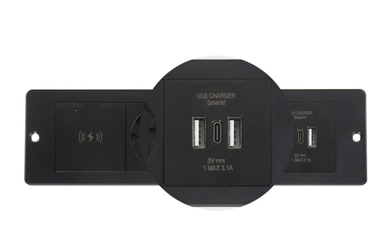 Vendita a caldo presa di carica wireless integrata 3EU Standard Power Socket 5A corrente nominale scrivania/sofà/hotel/bar/sala riunioni