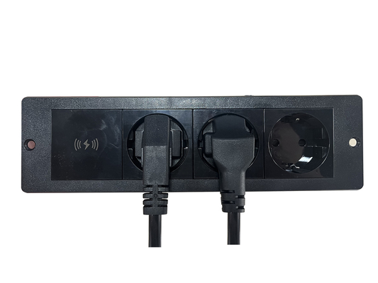 Vendita a caldo presa di carica wireless integrata 3EU Standard Power Socket 5A corrente nominale scrivania/sofà/hotel/bar/sala riunioni