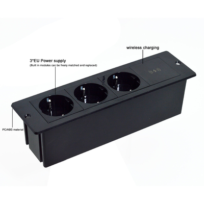 Vendita a caldo presa di carica wireless integrata 3EU Standard Power Socket 5A corrente nominale scrivania/sofà/hotel/bar/sala riunioni