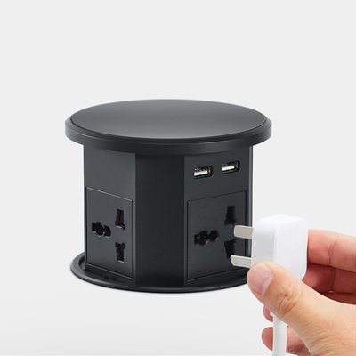 OEM/ODM Smart Pop-Up Power Outlet Socket da tavolo in alluminio con 4 prese AC e 2 porte USB Standard IP44 per la ricarica