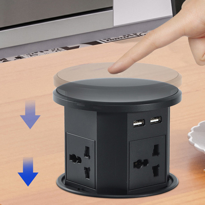 OEM/ODM Smart Pop-Up Power Outlet Socket da tavolo in alluminio con 4 prese AC e 2 porte USB Standard IP44 per la ricarica