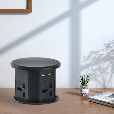 OEM/ODM Smart Pop-Up Power Outlet Socket da tavolo in alluminio con 4 prese AC e 2 porte USB Standard IP44 per la ricarica