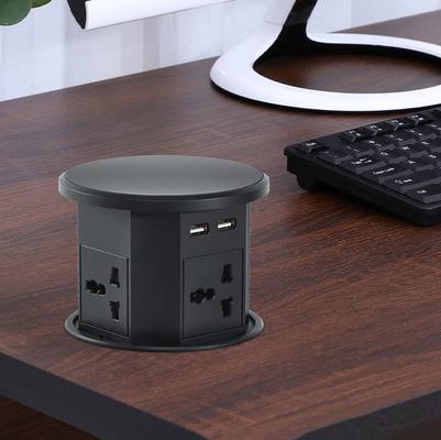 OEM/ODM Smart Pop-Up Power Outlet Socket da tavolo in alluminio con 4 prese AC e 2 porte USB Standard IP44 per la ricarica