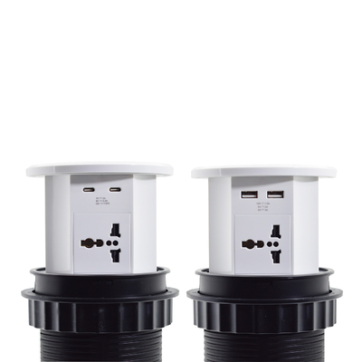 OEM/ODM Smart Pop-Up Power Outlet Socket da tavolo in alluminio con 4 prese AC e 2 porte USB Standard IP44 per la ricarica