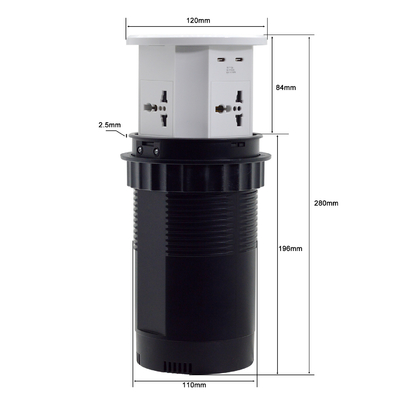 OEM/ODM Smart Pop-Up Power Outlet Socket da tavolo in alluminio con 4 prese AC e 2 porte USB Standard IP44 per la ricarica