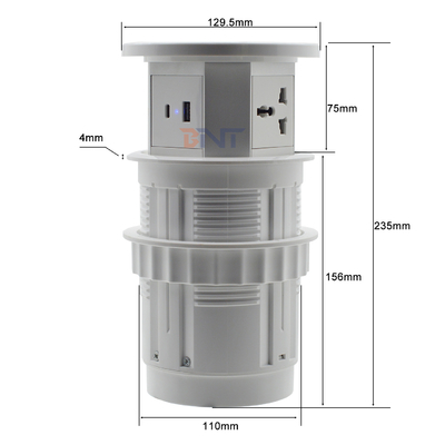 OEM/ODM Smart Pop-Up Power Outlet Socket da tavolo in alluminio con 4 prese AC e 2 porte USB Standard IP44 per la ricarica