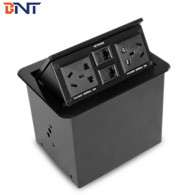 Office Conference Desktop Socket di alimentazione Leggio di alluminio spazzolato con rete