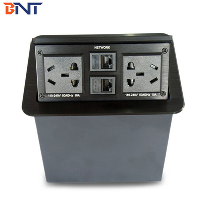 Office Conference Desktop Socket di alimentazione Leggio di alluminio spazzolato con rete