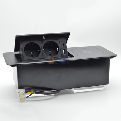 Tavolo da scrivania prese di ricarica nascoste Box di connessione multi presa di corrente pop-up con ricarica wireless