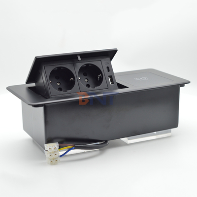 Tavolo da scrivania prese di ricarica nascoste Box di connessione multi presa di corrente pop-up con ricarica wireless