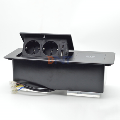 Tavolo da scrivania prese di ricarica nascoste Box di connessione multi presa di corrente pop-up con ricarica wireless