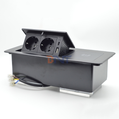 Tavolo da scrivania prese di ricarica nascoste Box di connessione multi presa di corrente pop-up con ricarica wireless