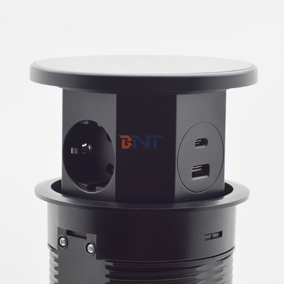 OEM/ODM Smart Pop-Up Power Outlet presa da tavolo in alluminio con 3 prese di corrente alternata e 2 porte USB IP44 Standard per la ricarica