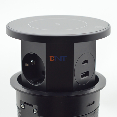 OEM/ODM Smart Pop-Up Power Outlet presa da tavolo in alluminio con 3 prese di corrente alternata e 2 porte USB IP44 Standard per la ricarica