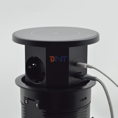 OEM/ODM Smart Pop-Up Power Outlet presa da tavolo in alluminio con 3 prese di corrente alternata e 2 porte USB IP44 Standard per la ricarica