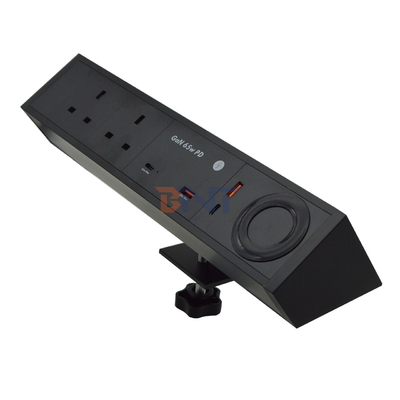 Multifunzionale 2 prese di corrente alternata doppia USB A + C UK 65W PD Fast Charge Desktop Clamp Socket Power Strip