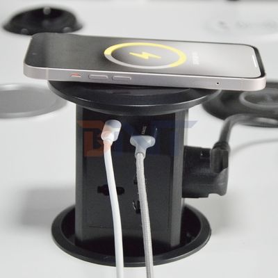 Nuovo sollevamento pneumatico con presa a sfogo USA Regno Unito Universale Quattro Superiore Montaggio Desktop Socket Top con 15W di ricarica wireless Socket a sfondo a sfondo