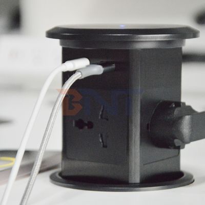 Nuovo sollevamento pneumatico con presa a sfogo USA Regno Unito Universale Quattro Superiore Montaggio Desktop Socket Top con 15W di ricarica wireless Socket a sfondo a sfondo
