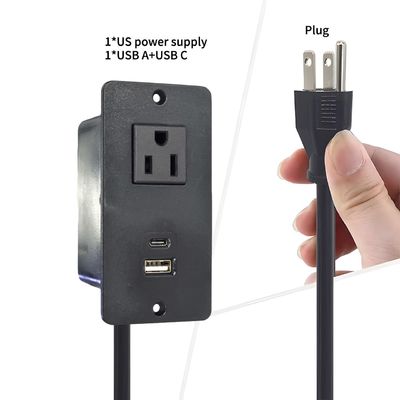 Sofa di plastica presa da tavolo presa di corrente con 1 presa di corrente standard degli Stati Uniti e porta USB A + C