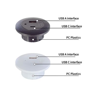 presa di corrente di plastica montata su tavolo con porte di ricarica USB A + C