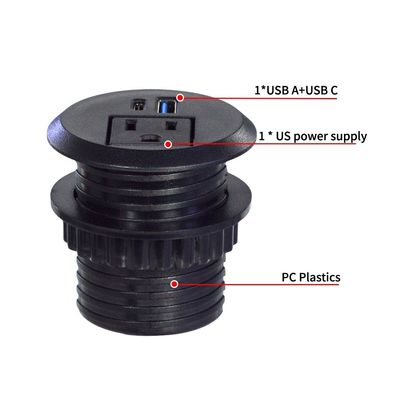 50mm Collegamenti elettrici rotondi e prese standard con porta di ricarica USB tipo C