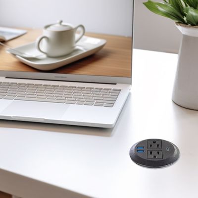 Divano Rotondo con Presa Elettrica Integrata con 2 Prese di Corrente Standard USA e Doppia Presa USB A per Ricarica, Arredamento Moderno