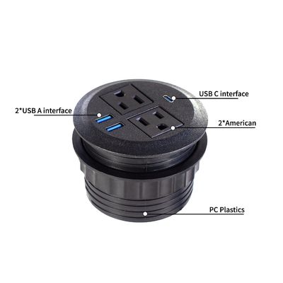 Divano Rotondo con Presa Elettrica Integrata con 2 Prese di Corrente Standard USA e Doppia Presa USB A per Ricarica, Arredamento Moderno